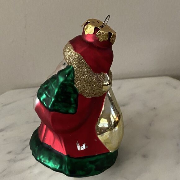 OLD WORLD Santa Claus Hanging Christmas Ornament Bell Glass 4.5in - Picture 3 of 7